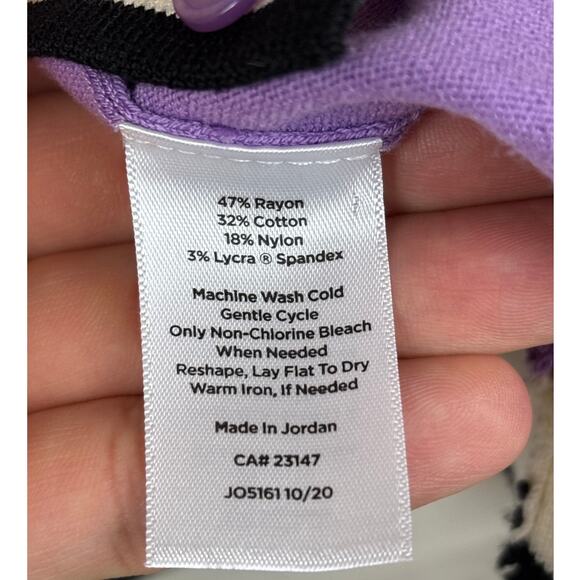 Talbots Women’s L Purple Knit Crew Neck Cardigan Tri-Color Business Sweater - Picture 5 of 5